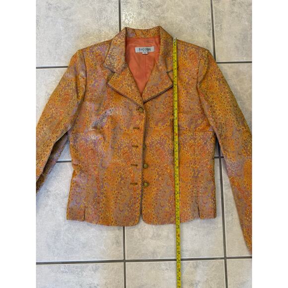 Kay Unger Vintage NWT Orange Gold Paisley Brocade India Lined Jacket Sz 10 - Picture 6 of 8